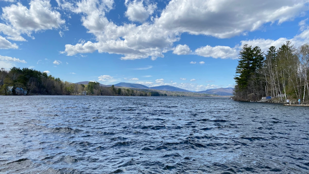 Budget Motels Maine 1 Maine lake with blue skies and white clouds