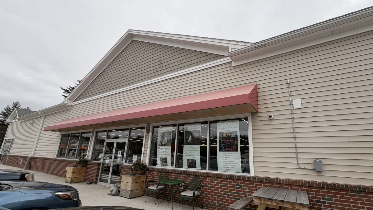 Red awning outside the Mr. Drew Exotic Animal Education Center