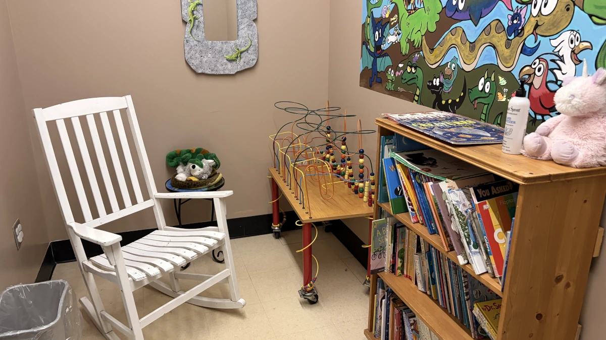 Rocking chair in the quiet room at Mr. Drew Animal Center