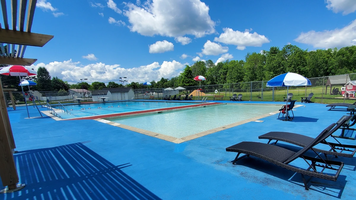East MillinocketPool two pools with blue skies above in East Millinocket, Maine